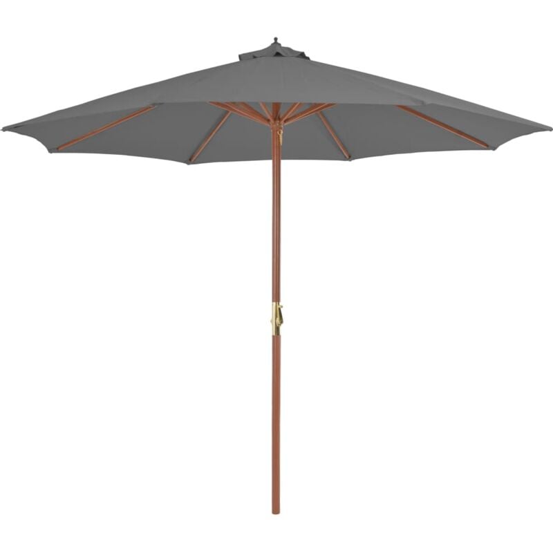 Parasol d'extérieur avec mât en bois 300 cm Anthracite