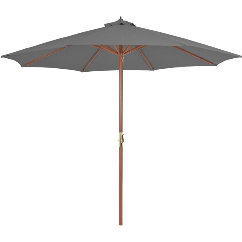 Vidaxl - Parasol d'extérieur avec mât en bois 300 cm anthracite