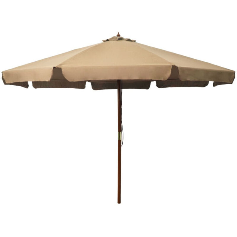 Parasol avec mât en bois 330 cm Taupe