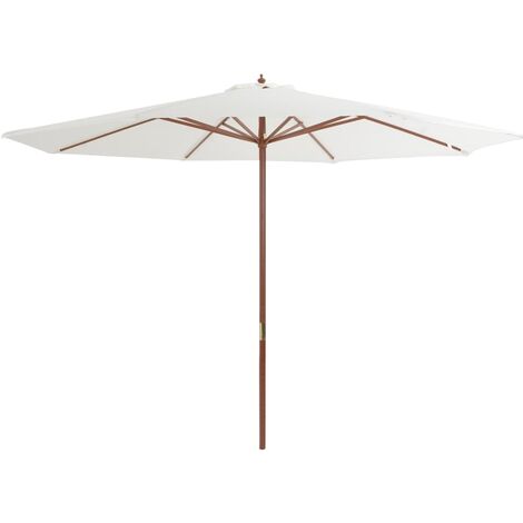 Parasol avec mât en bois 350 cm blanc sable