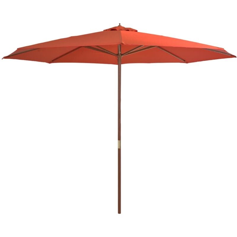 Parasol avec mât en bois 350 cm Terre cuite