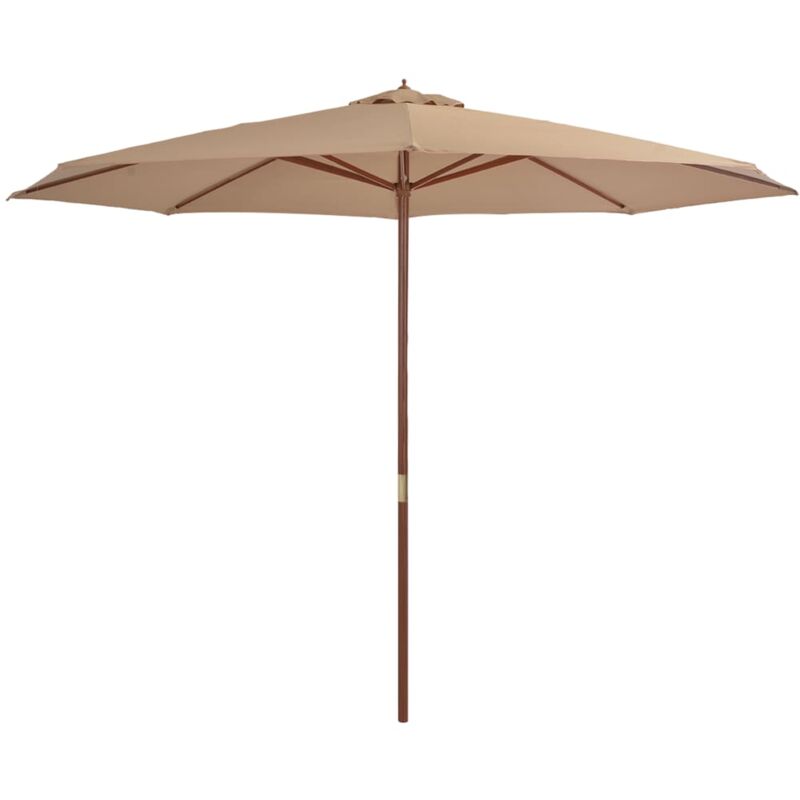 Parasol avec mât en bois 350 cm Taupe