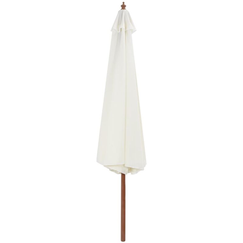 Vidaxl - Parasol d'extérieur avec mât en bois 350 cm Blanc sable