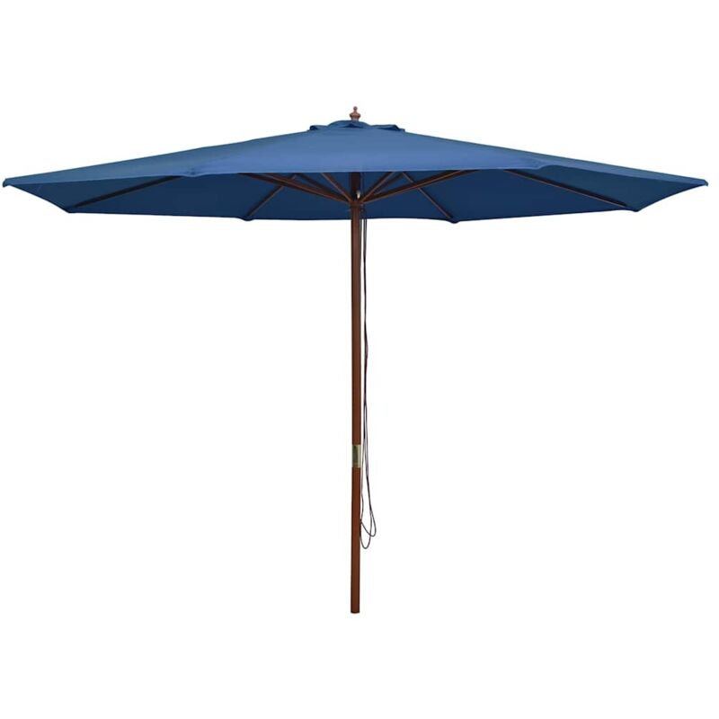 Vidaxl - Parasol d'extérieur avec mât en bois 350 cm Bleu