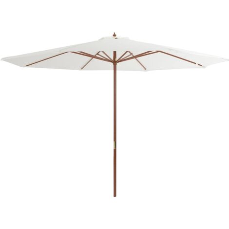 Parasol avec mât en bois 350cm Blanc sable