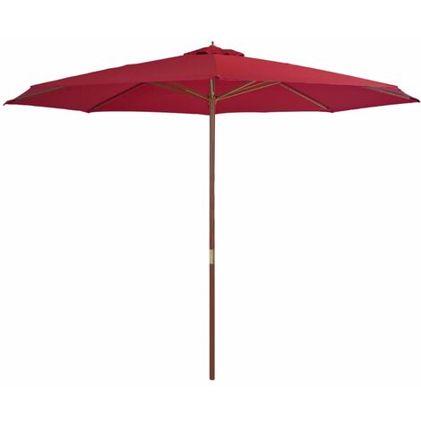 Parasol avec mât en bois 350cm Bordeaux