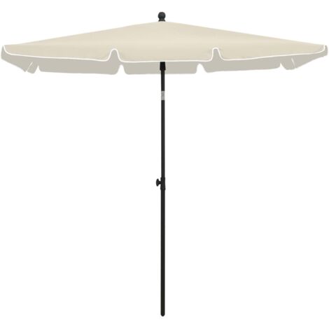 Parasol avec mât, Parasol pour Balcon Jardin Plage Terrasse, 210x140 cm Sable OIB4194E