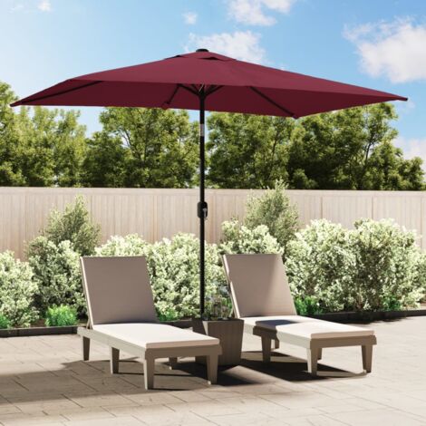 Parasol avec mât, Parasol pour Balcon Jardin Plage Terrasse, en métal 300 x 200 cm Bordeaux OIB6747E