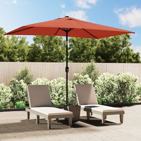 Parasol avec mât, Parasol pour Balcon Jardin Plage Terrasse, en métal 300 x 200 cm Terre cuite OIB1577E