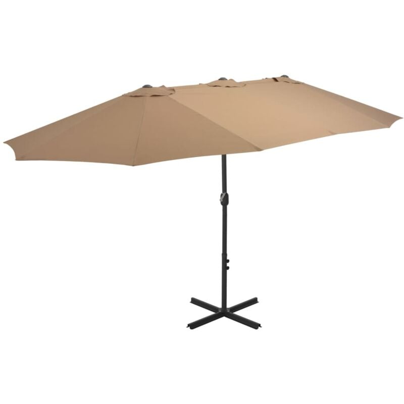 Vidaxl - Parasol d'extérieur et poteau en aluminium 460 x 270 cm Taupe