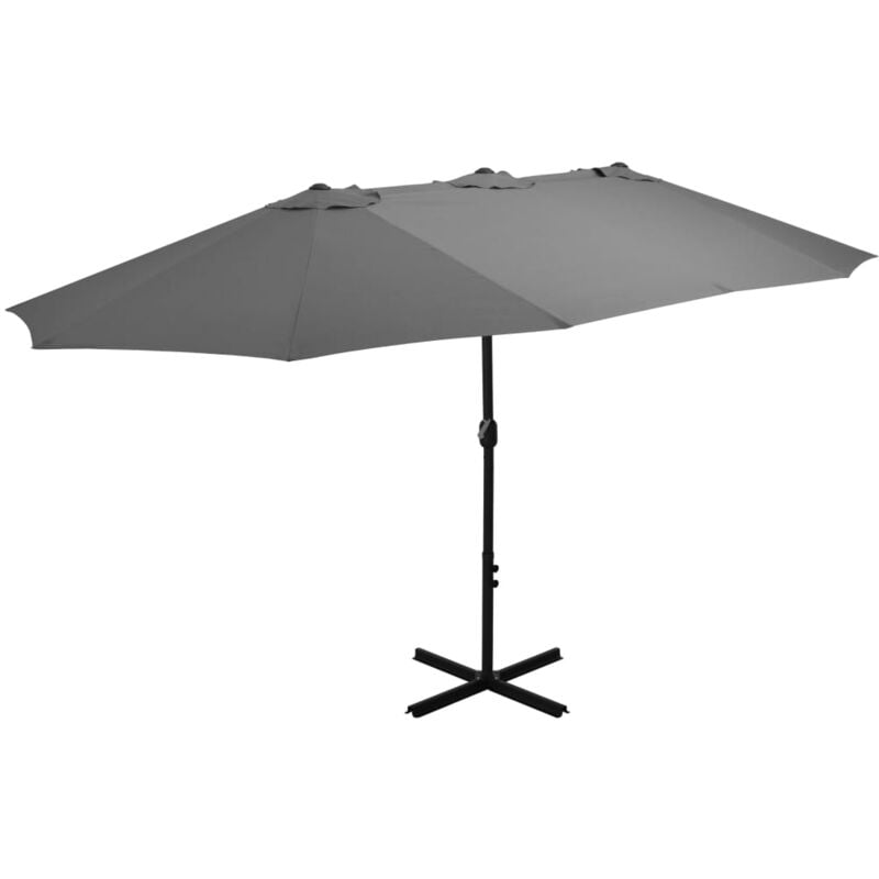 Parasol d'extérieur poteau en aluminium 460x270 cm anthracite Vidaxl