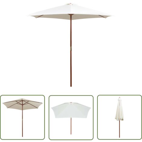 Parasol avec poteau en bois 270 x 270 cm Blanc crème