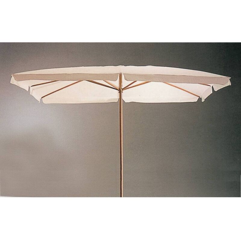 Parasol avec structure en bois avec 6 lattes et plateau en polyester blanc 2x3 mt pour jardin exte'rieur