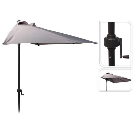 QFPLUS Parasol Balcon C/manivela 250 Cm Tubo 32 Mm Gris Non