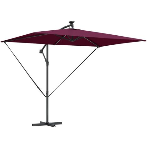 Parasol banane à mât déporté Rouge bordeaux 294 x 200 x 254 cm vidaXL
