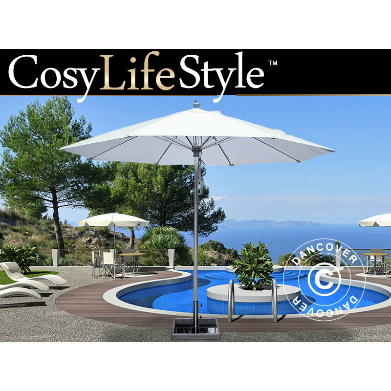 

Dancover - Parasol Bermuda, 3m, blanco, incl. Base para parasol