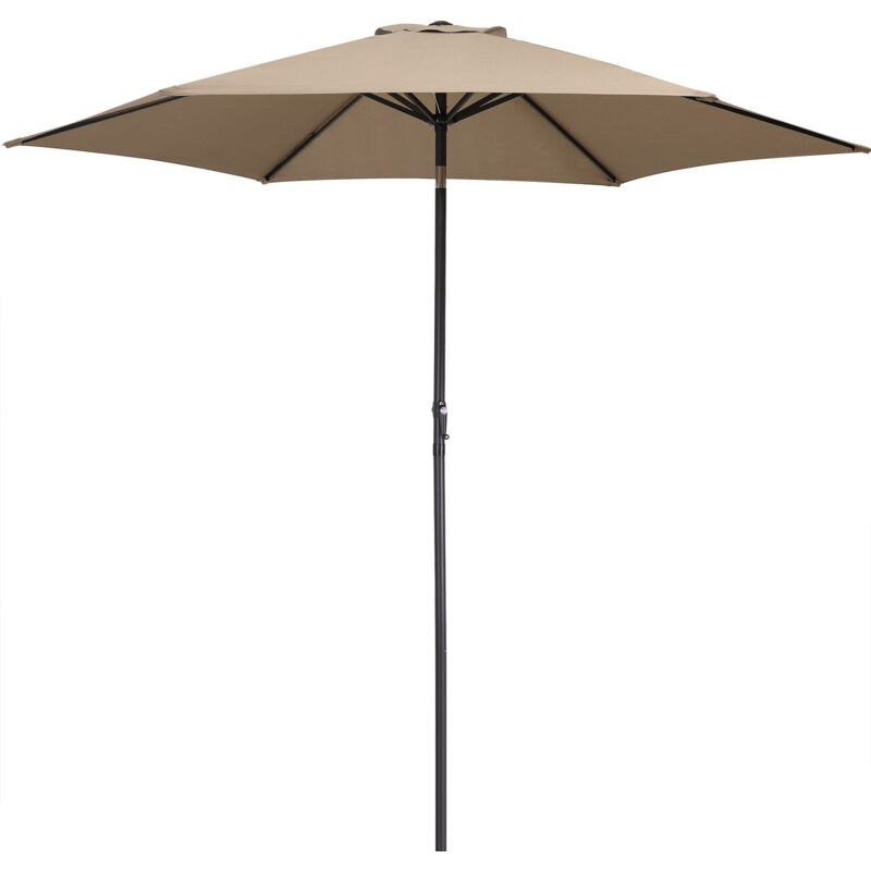 Parasol inclinable ø 300cm Parasol en aluminium avec manivelle Protection UV50+ Pare-soleil jardin terrasse extérieur Taupe - Kingsleeve