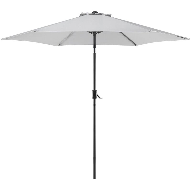 Parasol de Jardin 270 cm en Bois et Tissu Polyester Gris Clair Manivelle Varese