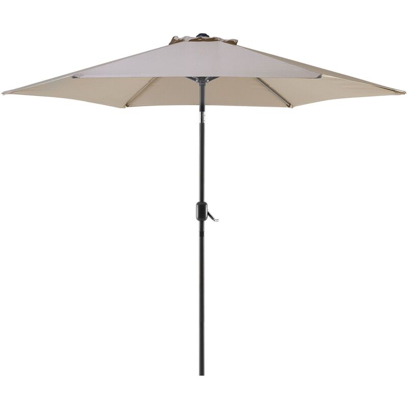 Parasol de Jardin 270 cm en Alu et Tissu Polyester Beige Taupe Manivelle Varese