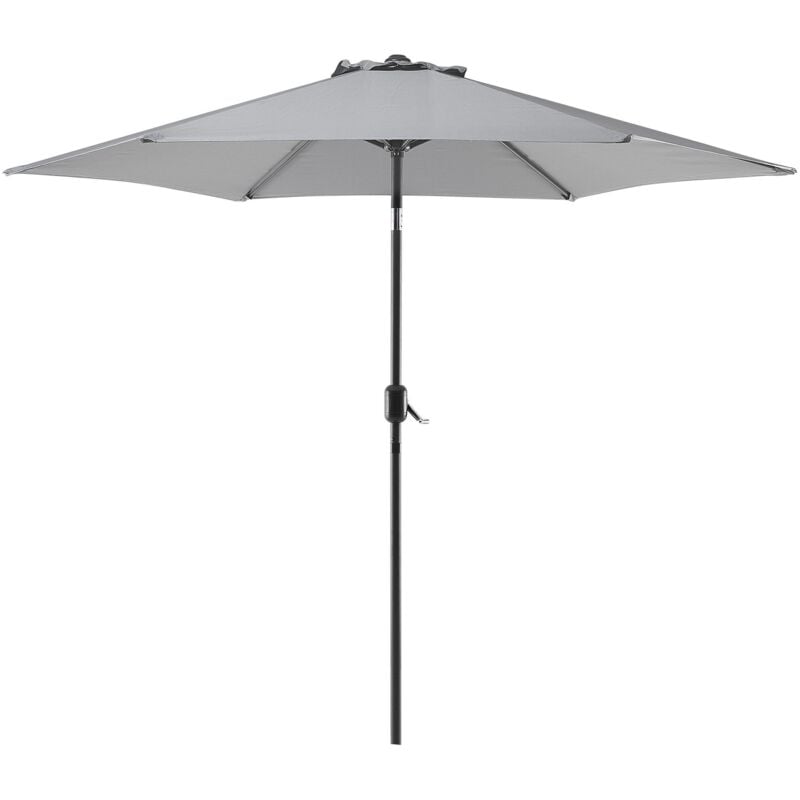 Parasol de Jardin 270 cm en Bois et Tissu Polyester Gris Foncé Manivelle Varese