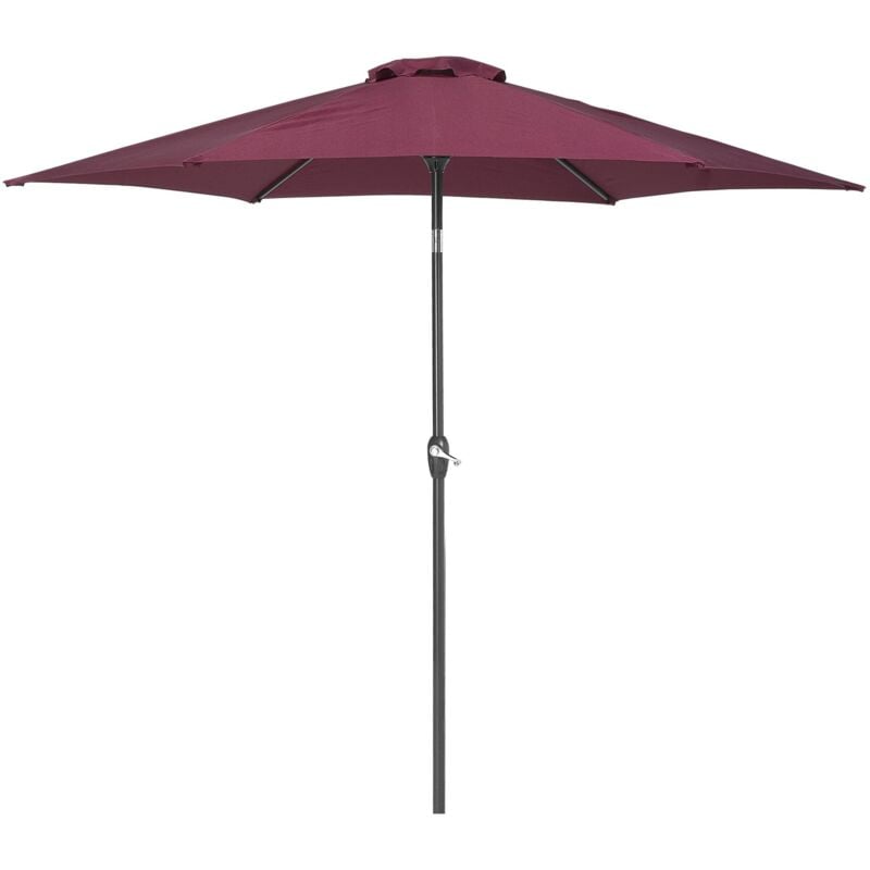 Parasol de Jardin 270 cm en Bois et Tissu Polyester Rouge Bordeaux Manivelle Varese