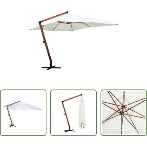 Parasol bois -  Parasol 300 x 400 cm Blanc