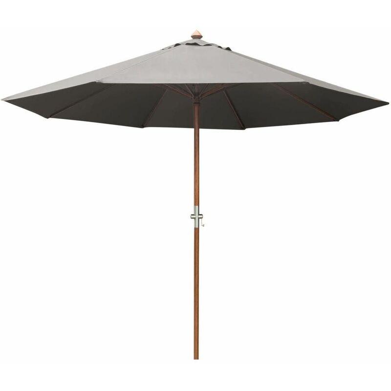 Parasol droit en bois - Diamètre 350 cm - Toile couleur grise - Proloisirs