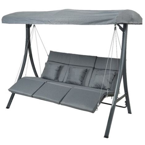 Parasol bras en aluminium gris Ines 3x4