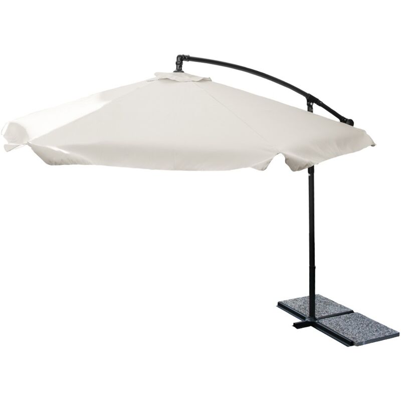 Parasol à bras latéral rond jardin décentralisé en acier d. 3 mt beige avec rabat