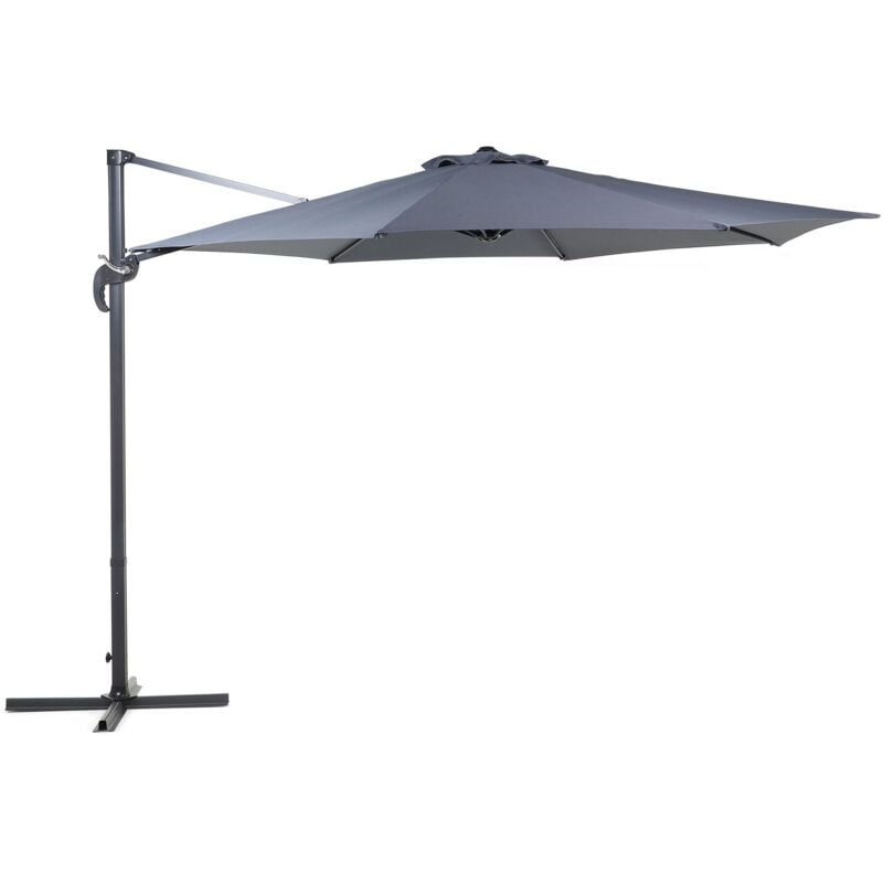 Beliani - Parasol de Jardin 300 cm en Aluminium et Tissu Anthracite à Manivelle Design Savona
