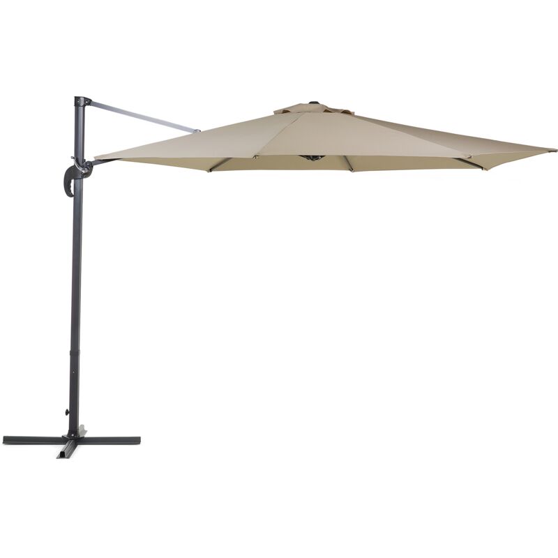 Beliani - Parasol de Jardin 300 cm en Aluminium et Tissu Beige Sable à Manivelle Savona