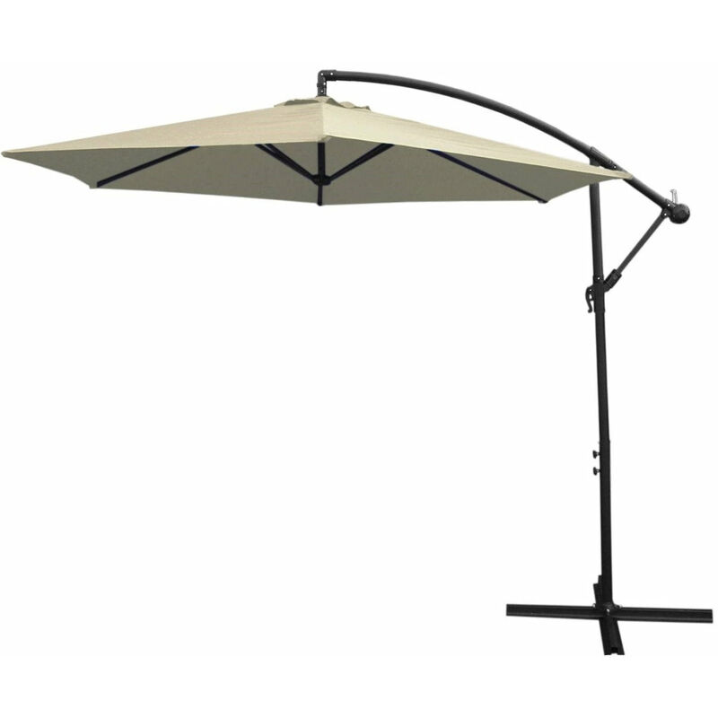 Monster-shop - Parasol Cantilever Suspendu 3m Ombre Protection uv Extérieur Jardin Terrasse Parasol Banane Inclinable Housse Imperméable avec