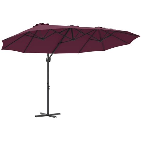 Parasol cantilever de jardin，Parasol d'extérieur Rouge bordeaux 372 x 198 x 243 cm CFW25128