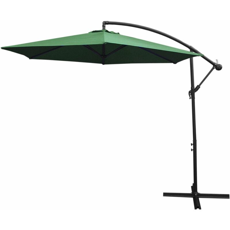 Monster-shop - Parasol Cantilever Suspendu 3m Ombre Protection uv Extérieur Jardin Terrasse Parasol Banane Inclinable Housse Imperméable avec