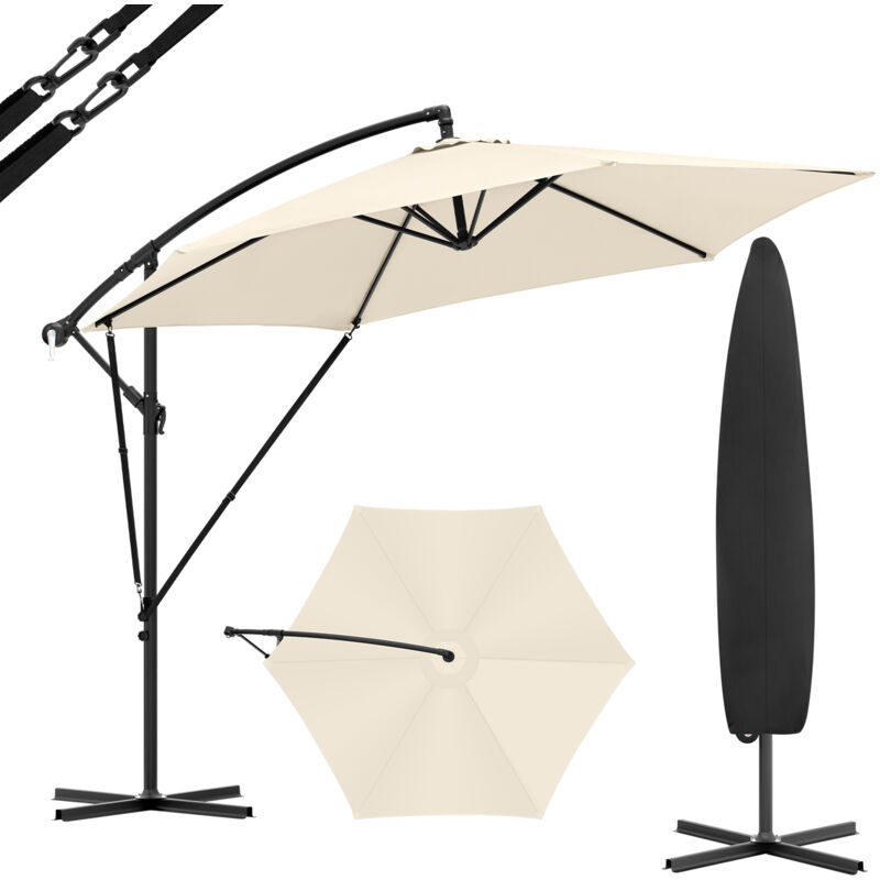 Parasol Cantilever Woltu Parasol déporté, Parasol de jardin extérieur ø 310cm, anti uv, Beige
