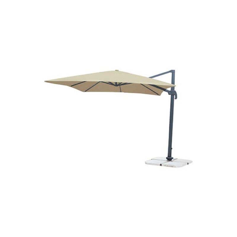 Parasol carre' de jardin 3x4 m de'centralise' avec bras de couleur e'cru