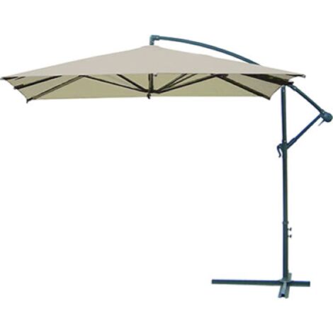 Parasol carre' pour jardin 3x3 m de'centralise' avec bras et base support croix