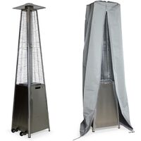Parasol chauffant au gaz pyramide - Greenland avec housse de protection grise -11,2kW en acier inoxydable, véritable flamme