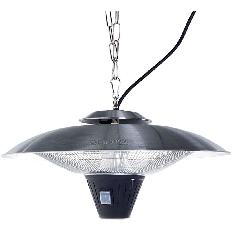 Parasol Chauffant Électrique en Forme de Lampe Suspendue en Acier Argenté Source de Chaleur pour Terrasse ou Jardin Design Moderne Beliani