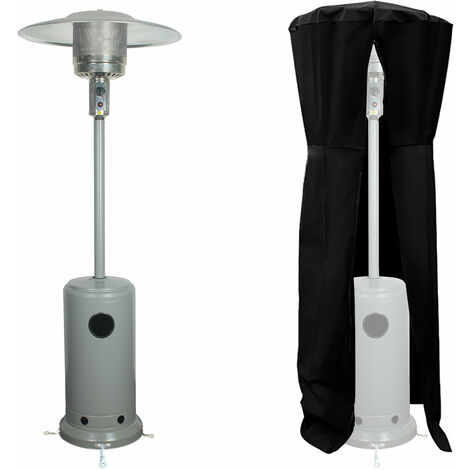 Parasol chauffant OSLO - chauffage d'extérieur gaz - acier gris clair + housse