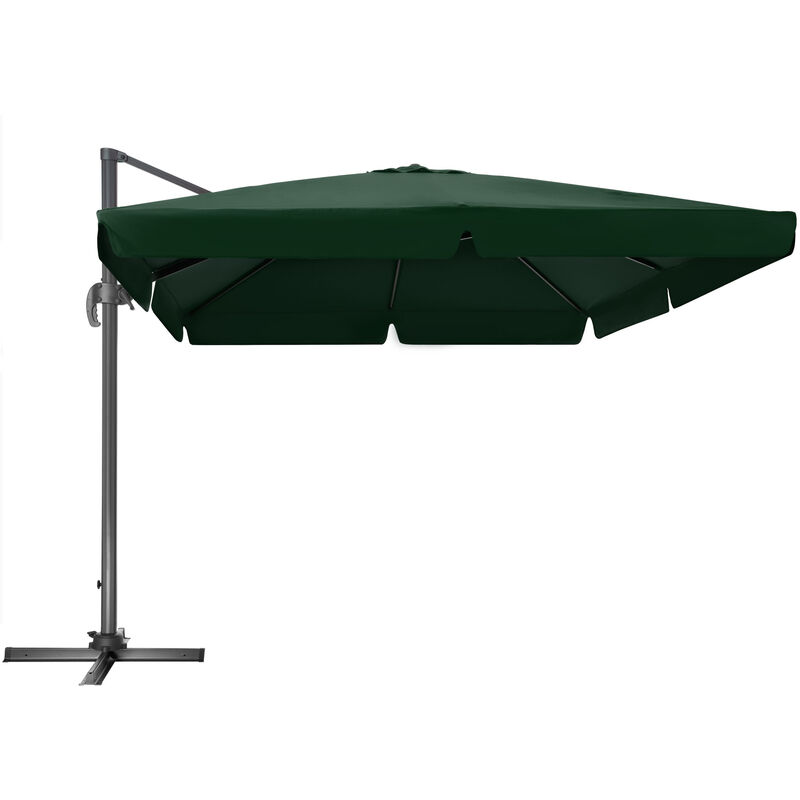 

Parasol Cinzia - parasol excéntrico de jardín, sombrilla metálica para terraza ajustable, quitasol con inclinación graduable - verde