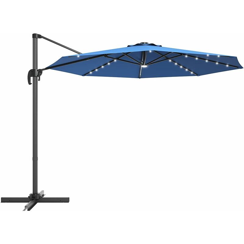 

Costway - Parasol Colgante con Manivela Ø300cm Sombrilla Voladiza de Jardín Sombrilla con LED Solar Sombrilla para Jardín Terraza Piscina (Azul)