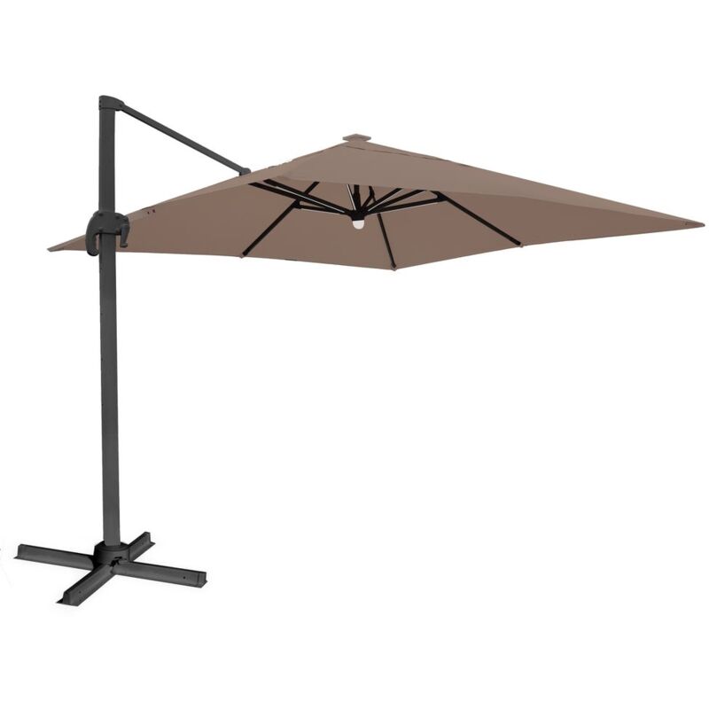 

Parasol con led excéntrico marrón de aluminio de 300 cm