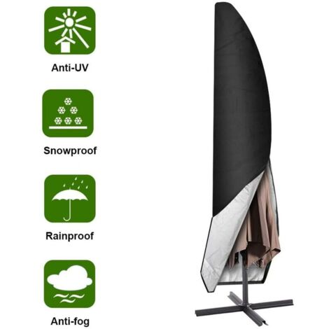 TOOLIVE Parasol Cover, 265cm Garden Parasol Cover/Parasol Protective Cover, Oxford Waterproof, Black A