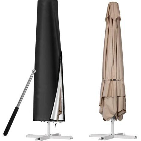 Parasol Cover for Straight Parasols Ø 1-3m, 210D Oxford Fabric Outdoor Protective Tarp with Pole, Waterproof UV-Resistant Cover for Garden, Beach, and Balcony Parasols, 190 x 30/50CM
