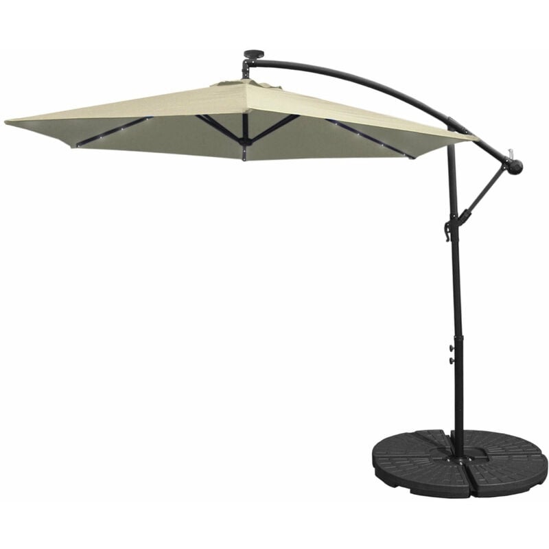 Profitez de l'été avec style Ce parasol déporté coloré avec led est le complément parfait pour votre jardin. Sa toile de polyester de haute qualité