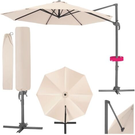 Parasol DARIA 300 cm avec pied déporté et housse de protection - parasol jardin, parasol deporté, parasol de balcon