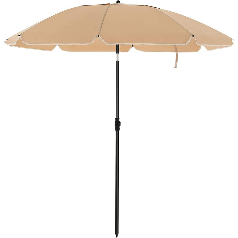 

Songmics - Parasol de Playa Ø 2 m, Sombrilla de jardín con protección UPF 50+, Inclinable, Portátil y Resistente al Viento, Varillas de Fibra de