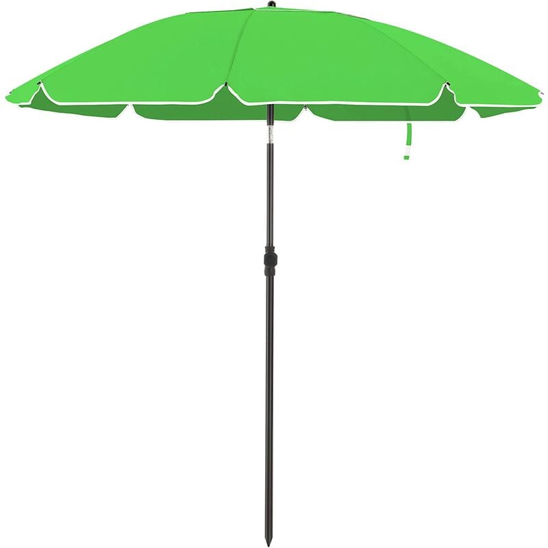 

Songmics - Parasol de playa Ø 2 m, Sombrilla de jardín con protección UPF 50+, Inclinable, Portátil y resistente al viento, Varillas de fibra de