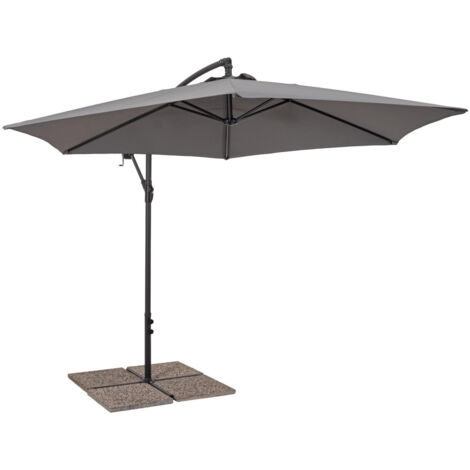 Parasol de 3 m avec bras en aluminium anthracite/gris